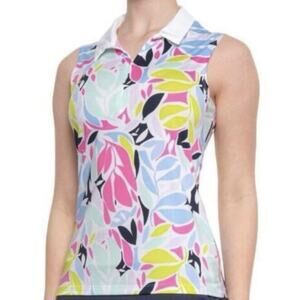 Tommy Bahama Golf Sleeveless Polo Pink Print Small
